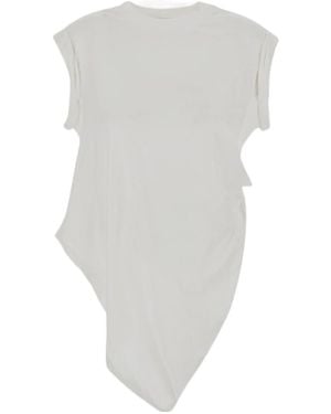 McQueen Crewneck Asymmetric Top - White
