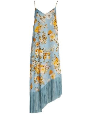 Jucca Floral Fringe Maxi Dress - Blue