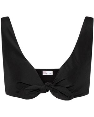 RED Valentino Front-Tied Sleeveless Cropped Top - Black