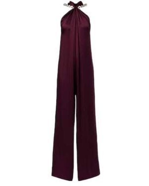 Stella McCartney Embellished Halterneck Satin Jumpsuit - Purple