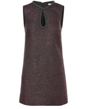 Self-Portrait Sequined Tweed Dress - Brown