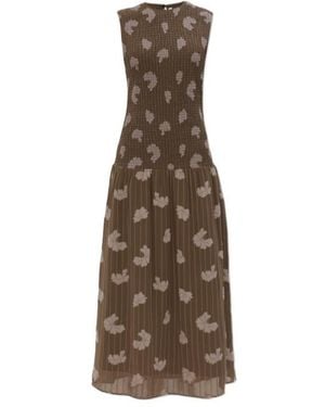Samsøe & Samsøe Safrida Shirred Floral-Print Midi Dress - Natural