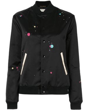 Saint Laurent Logo Print Varsity Jacket - Black