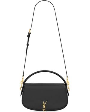 Saint Laurent Voltaire Logo Plaque Shoulder Bag - White