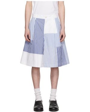 Comme des Garçons Patchwork Striped Shorts - Blue