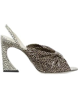 Fendi Arco Printed Slingback High-Heel Sandals - Metallic