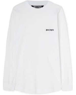 Palm Angels Logo Embroidered Crewneck T-Shirt - White