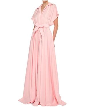 Norma Kamali Super Os Sleeveless Bf Nk Shirt Flared Gown - Pink