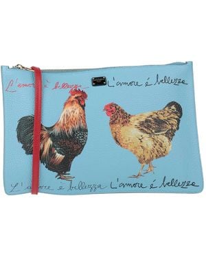 Dolce & Gabbana Solid Leather Clutch - Blue