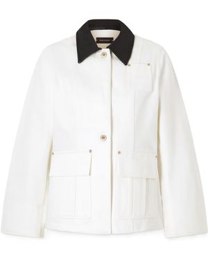 Wales Bonner Leather-Trimmed Organic Denim Jacket - White