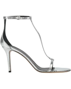 Isabel Marant Snake-Print Leather Slide Sandals - White