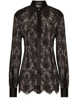 Dolce & Gabbana Lace Long-Sleeved Shirt - Black