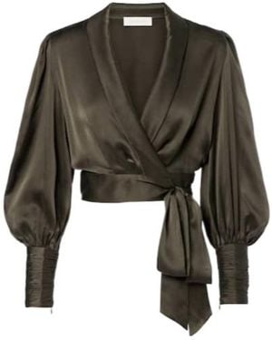 Zimmermann Silk Wrap Top - Green