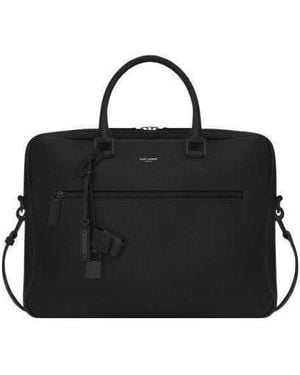 Saint Laurent Logo-Stamp Briefcase - Black