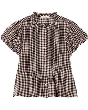 Doen Millie Ruffled Checked Organic Cotton-Voile Blouse - Multicolour