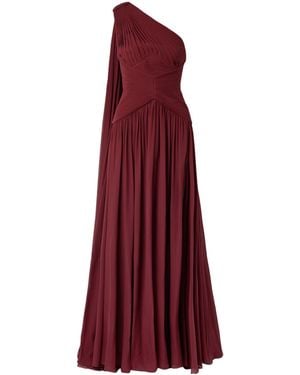 Elie Saab One-Shoulder Draped Gathered Silk-Georgette Gown