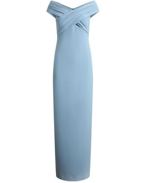 Ralph Lauren Lauren Crepe Off-The-Shoulder Gown - Blue