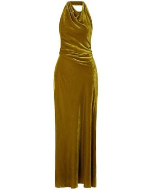 Jonathan Simkhai Reannon Draped Velvet Open-Back Gown - Green
