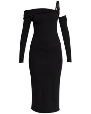 Versace Jeans Couture Couture Off-Shoulder Strap-Buckle Midi Dress - Black