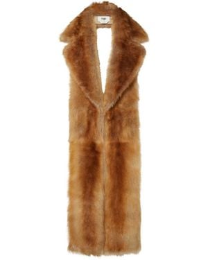 Fendi Caramel-Colored Dorsato Shearling Scarf - Brown