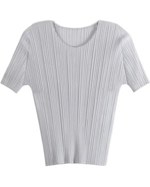Pleats Please Issey Miyake Basic Short-Sleeved T-Shirt - Gray