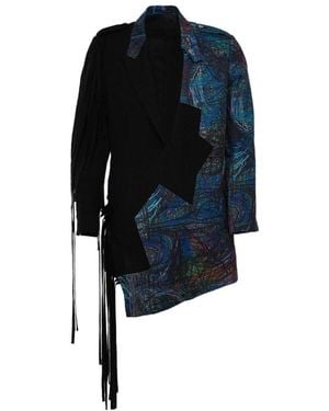 Yohji Yamamoto Spliced Design Suit Jacket - Blue
