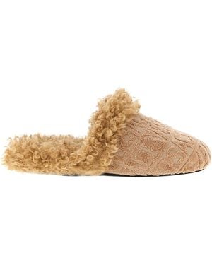 Versace Round-Toed Slippers - Natural
