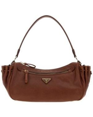 Prada Zippered Shoulder Bag - Brown