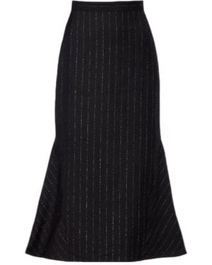 Erdem Pinstripe Wool Midi Skirt - Black