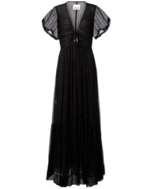 Isabel Marant Agathe Gathered Silk Maxi Dress - Black