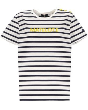 Saint James Round-Neck Striped T-Shirt - White