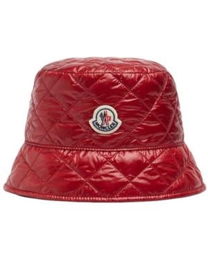 Moncler Diamond Quilted Nylon Bucket Hat - Red