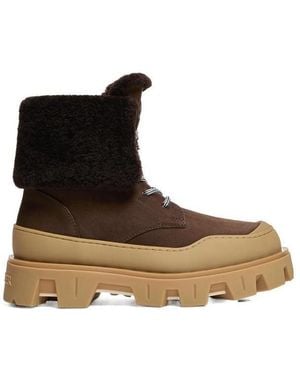 Moncler Peak Snowcap Nubuck Shearling Boots - Brown