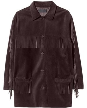 Nili Lotan Foudre Fringed Suede Jacket - Purple
