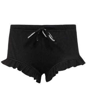 DSquared² Bow Detailed Ribbed Knit Shorts - Black