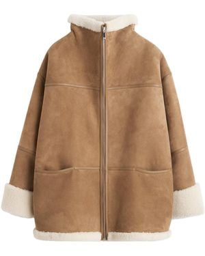 TOTEME Signature Shearling Jacket Biscuit - Brown