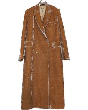 Uma Wang Doublebreasted Distressed Tailored Coat - Brown