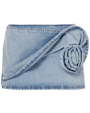 Magda Butrym Floral-Appliqué Denim Miniskirt - Blue