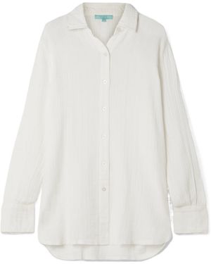 Melissa Odabash Leona Crinkled-Cotton Shirt - White