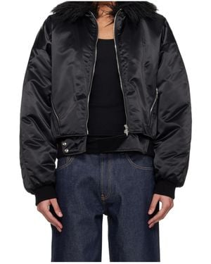 Mugler Front Zip Bomber Jacket - Black