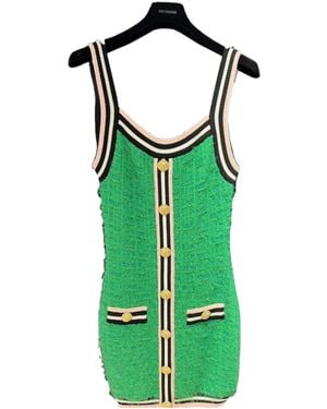 Balmain Suspender Mini Dress - Green