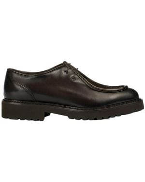 Doucal's Round-Toe Leather Derby Shoes - Brown
