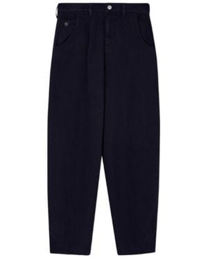 Emporio Armani J8H Relaxed-Fit Garment-Dyed Lyocell Pants - Blue