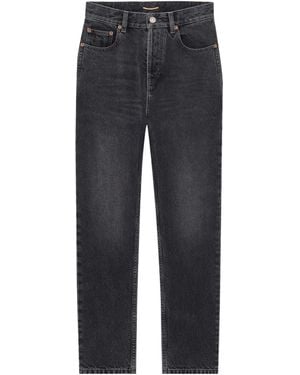 Saint Laurent High-Rise Straight-Leg Jeans - Grey