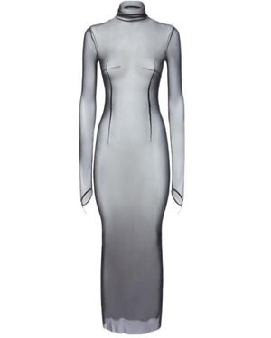 Ann Demeulemeester Aris Long Sleeve Tulle Midi Dress - Grey
