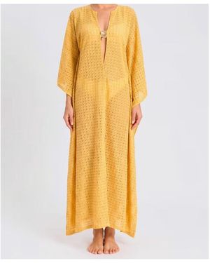 Twinset Hollow-Out Beach Dress - Yellow