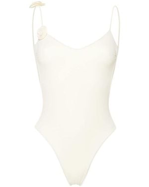 LaRevêche Ashar Floral-Appliqué Swimsuit - White