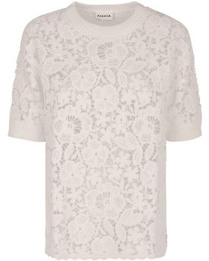 P.A.R.O.S.H. P.A.R.O..H. Lace Detailed Short-Sleeve Top - White