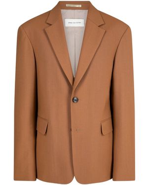 Dries Van Noten Single-Breasted Long-Sleeve Blazer - Brown