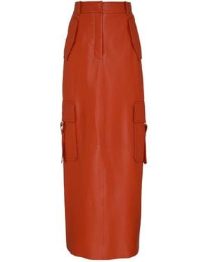 Zimmermann Illustration Leather Midi Skirt - Orange